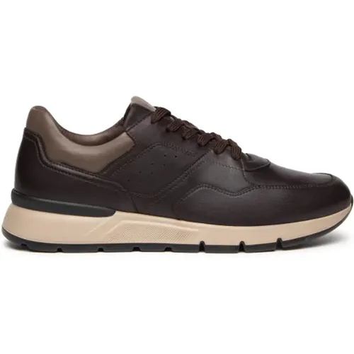 Leather Lace-Up Sneakers , male, Sizes: 7 UK, 6 UK, 8 UK - Nerogiardini - Modalova