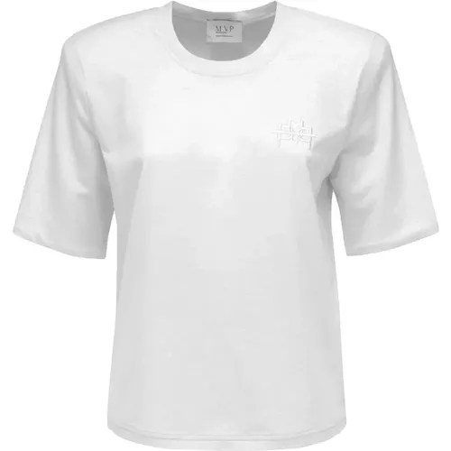 Besticktes Rundhals-T-Shirt mit Trägern , Damen, Größe: M - MVP wardrobe - Modalova