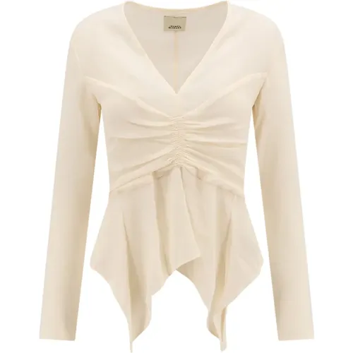 Weiße V-Ausschnitt Asymmetrische Bluse , Damen, Größe: XS - Isabel marant - Modalova