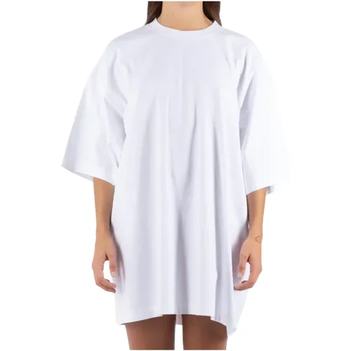 Besticktes Logo T-Shirt Weiß Baumwolle , Damen, Größe: S - Vetements - Modalova
