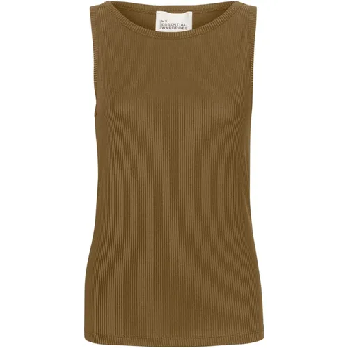 Ribbed Military Olive Top , female, Sizes: 2XL, L - My Essential Wardrobe - Modalova