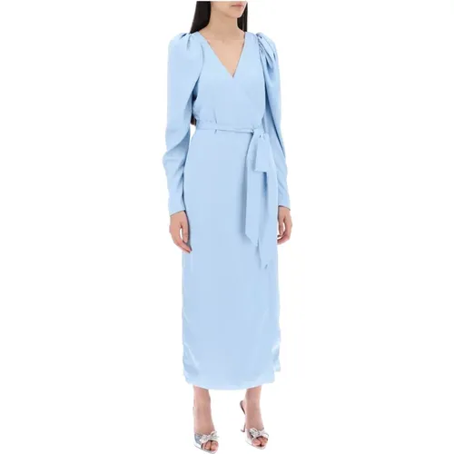 Satin Wickel Midi Kleid mit Crossover , Damen, Größe: S - ROTATE Birger Christensen - Modalova