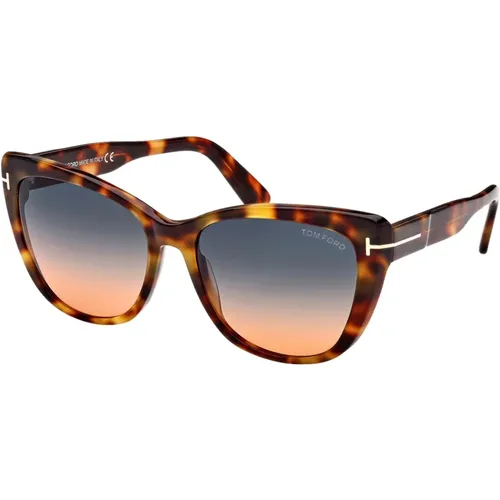Blonde Havana/Blue Shaded Sunglasses , female, Sizes: 57 MM - Tom Ford - Modalova
