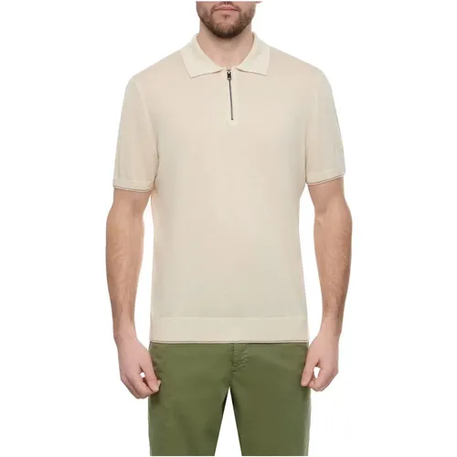 Zip Linen Polo Trieste Cream , male, Sizes: L, S - Boss - Modalova