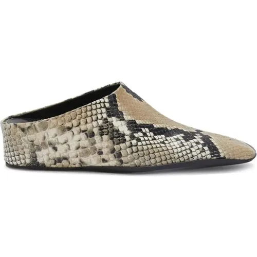 Square Toe Snakeskin Effect Flat Shoes , female, Sizes: 3 UK, 4 1/2 UK - Jil Sander - Modalova