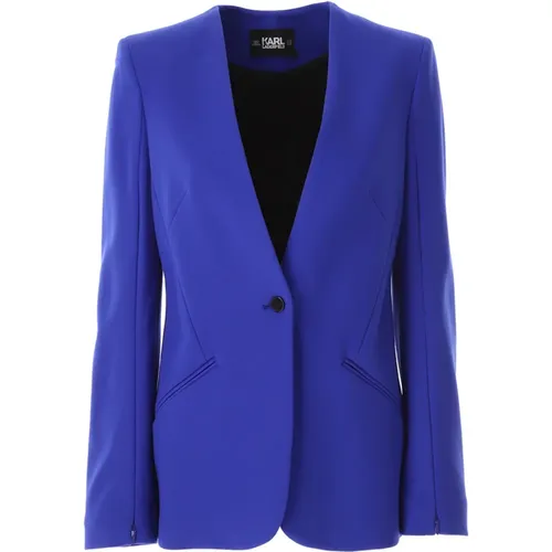 Blaue Milano Point Blazer Jacke , Damen, Größe: XS - Karl Lagerfeld - Modalova