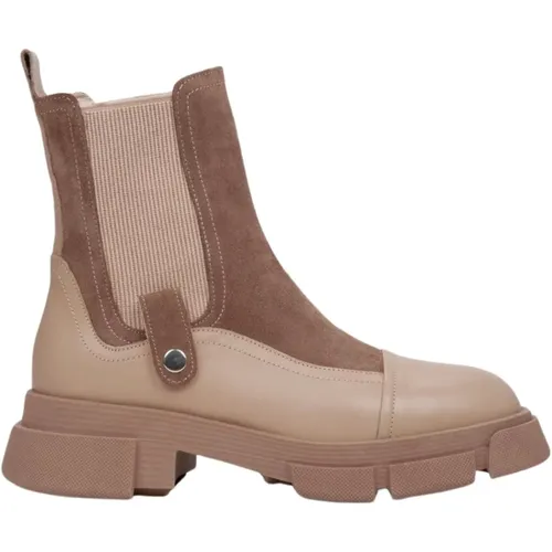 Damen Beige Wildleder & Leder Stiefeletten Er00111966 , Damen, Größe: 36 EU - Estro - Modalova