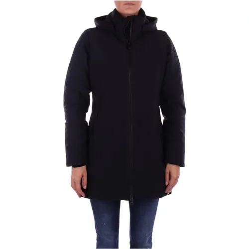 Schwarze Kapuzenjacke mit Frontlogo , Damen, Größe: M - Save The Duck - Modalova