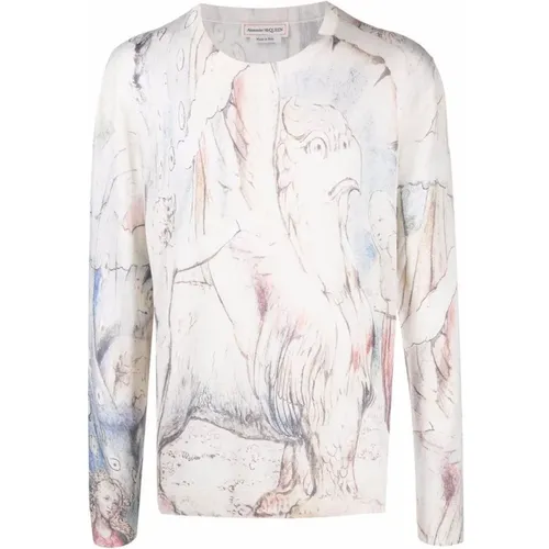 Dante Print Seidenpullover , Herren, Größe: S - alexander mcqueen - Modalova