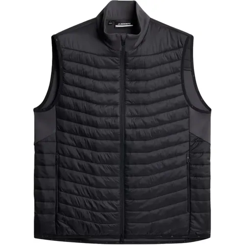 Quilt Hybrid Gilet in Charcoal , male, Sizes: L, M - J.LINDEBERG - Modalova