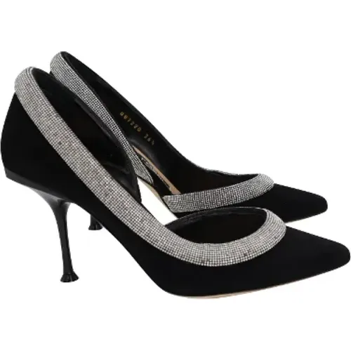 Suede Crystal-Embellished Heels , female, Sizes: 3 1/2 UK - Sergio Rossi - Modalova