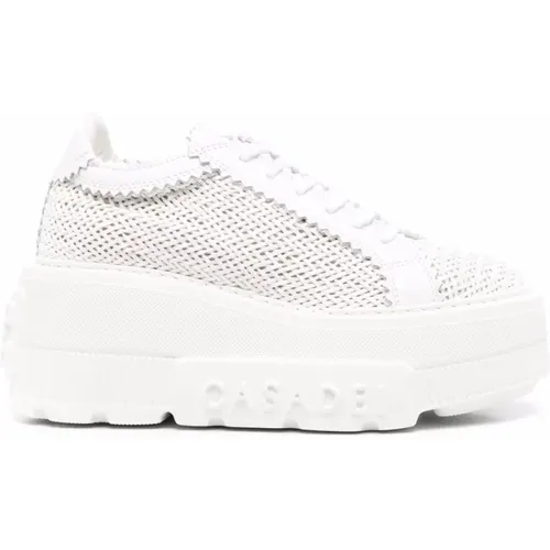 Weiße Leder Plateau Sneakers , Damen, Größe: 40 EU - Casadei - Modalova