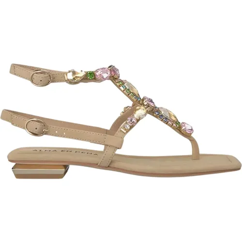 Flat Greek Sandal with Ankle Strap , female, Sizes: 6 UK, 7 UK, 4 UK, 8 UK, 5 UK, 3 UK - Alma en Pena - Modalova