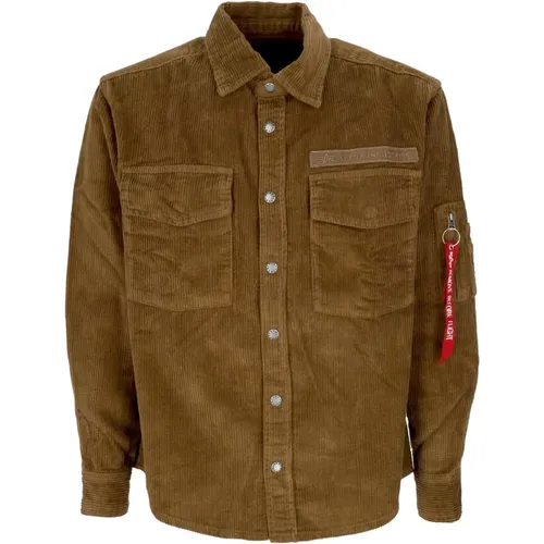 Cord Overshirt Sand Langarmhemd , Herren, Größe: M - alpha industries - Modalova