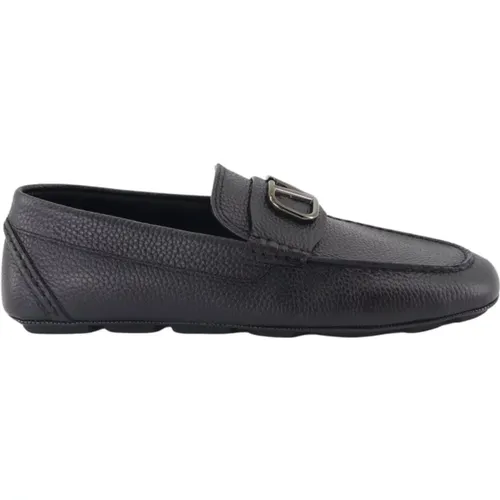 Ostrich Leather Loafers with VLogo , male, Sizes: 6 UK - Valentino Garavani - Modalova