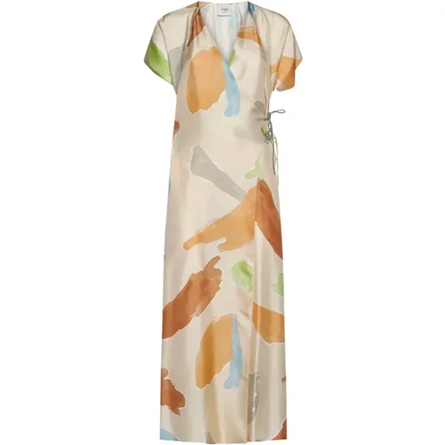 Abstract Pattern Silk Wrap Dress , female, Sizes: L, S, M - Alysi - Modalova