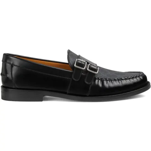 GG-Canvas Buckle Loafers , male, Sizes: 8 UK, 8 1/2 UK, 6 UK, 7 UK, 6 1/2 UK - Gucci - Modalova