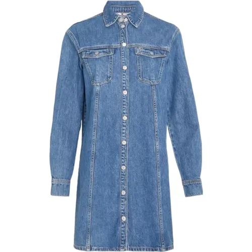 Klassisches Casual Denim Kleid , Damen, Größe: S - Tommy Hilfiger - Modalova