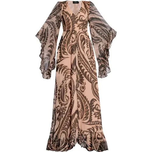 Angkor Print Silk Midi Dress , female, Sizes: L - ETRO - Modalova