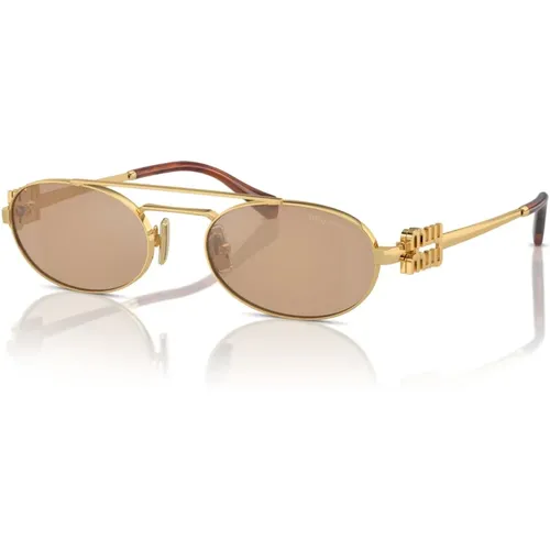 Gold/Licht Orange Sonnenbrille SMU 54Zs , Damen, Größe: 53 MM - Miu Miu - Modalova