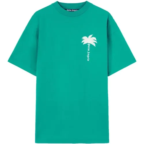 Off White T-Shirt with The Palm Design , male, Sizes: L, M - Palm Angels - Modalova