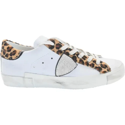 Animalier Low Top Sneakers - Weiß , Damen, Größe: 37 EU - Philippe Model - Modalova