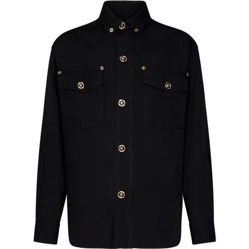 Wool Coat with Medusa Buttons , male, Sizes: M, S - Versace - Modalova