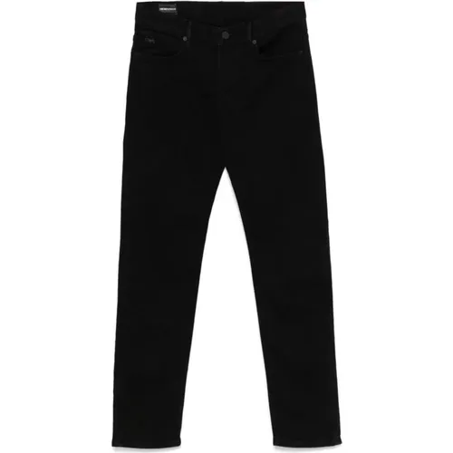 Schwarze Slim Fit Gewaschene Denim Jeans , Herren, Größe: W30 - Emporio Armani - Modalova