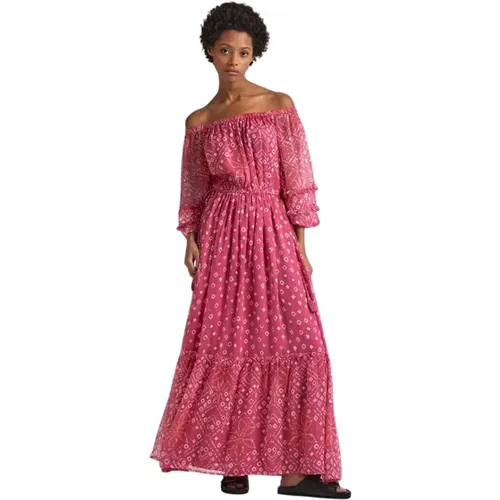 Marlene Chiffon Dress with Geometric Print , female, Sizes: S, M, L - Pepe Jeans - Modalova