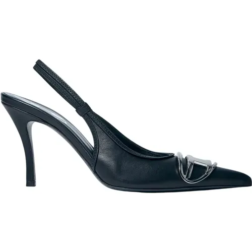 Nappa Leder Slingback Stiletto Pumps , Damen, Größe: 41 EU - Diesel - Modalova