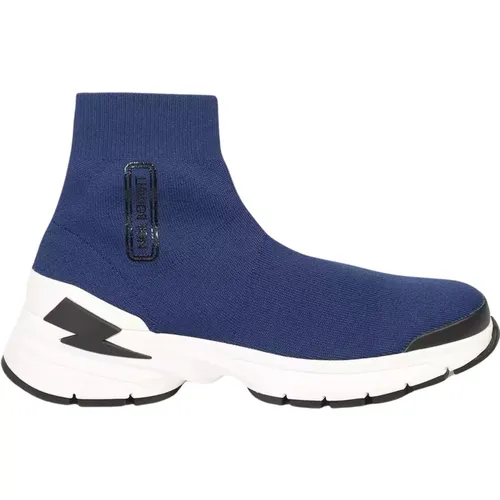 Blaue Bolt Sock Sneakers mit seitlichem Logo , Herren, Größe: 42 EU - Neil Barrett - Modalova