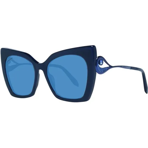 Blaue Schmetterling Sonnenbrille mit Verlaufsgläsern - Swarovski - Modalova