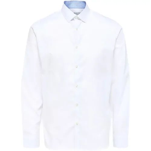 Klassisches Weißes Hemd mit Knopfleiste , Herren, Größe: S - Selected Homme - Modalova