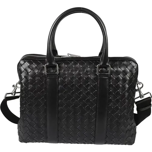 Schwarze Lederhandtasche für Männer - Bottega Veneta - Modalova