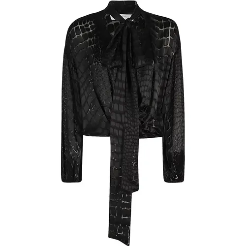 Devore Croc Muster Bluse , Damen, Größe: S - Blumarine - Modalova