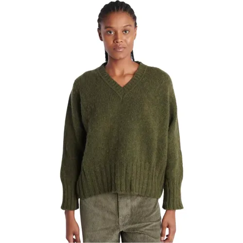 Grüner Shetland V-Ausschnitt Pullover , Damen, Größe: XS - Howlin' - Modalova