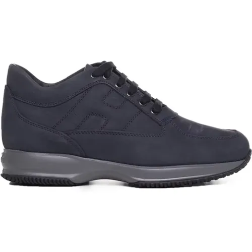 Blue Suede Sneakers with Visible Stitching , male, Sizes: 5 UK, 11 UK, 10 UK, 5 1/2 UK - Hogan - Modalova