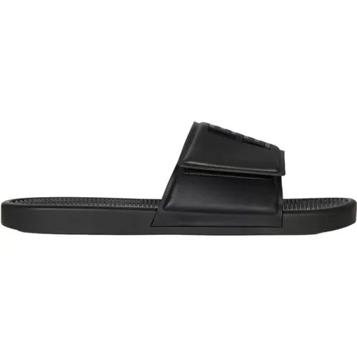 Schwarze Slide Flache Sandalen , Herren, Größe: 41 EU - Givenchy - Modalova