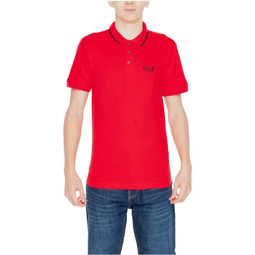 Rotes Geknöpftes Poloshirt , Herren, Größe: M - Emporio Armani EA7 - Modalova