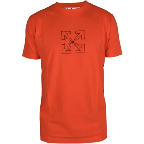 Orange Kurzarm T-Shirt Off White - Off White - Modalova