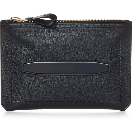 Leather Clutch Bag , male, Sizes: ONE SIZE - Tom Ford - Modalova