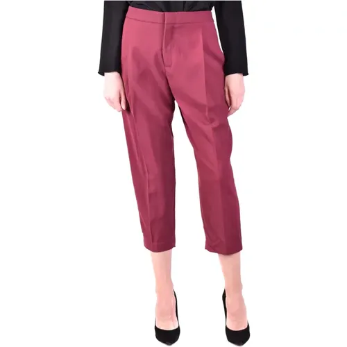 Burgundy Wide-Leg Pants , female, Sizes: L - Elisabetta Franchi - Modalova