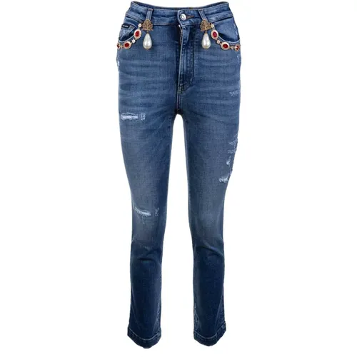 Women's Pearls Broken Jeans , female, Sizes: 3XS - Dolce & Gabbana - Modalova