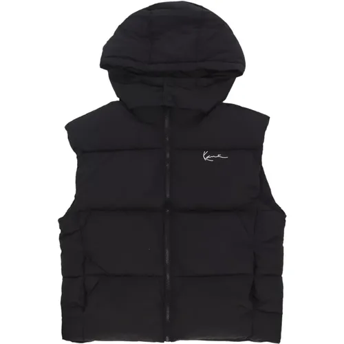 Signature Puffer Weste mit Verstellbarer Kapuze , Herren, Größe: S - Karl Kani - Modalova