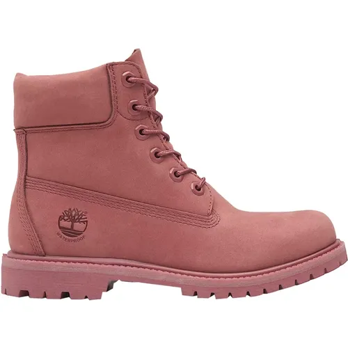 Premium 6-Inch Rosa Schnürstiefel , Damen, Größe: 37 1/2 EU - Timberland - Modalova