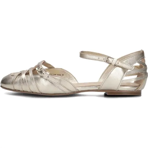 Goldene Kreuzriemen Sandalen , Damen, Größe: 37 EU - Bronx - Modalova