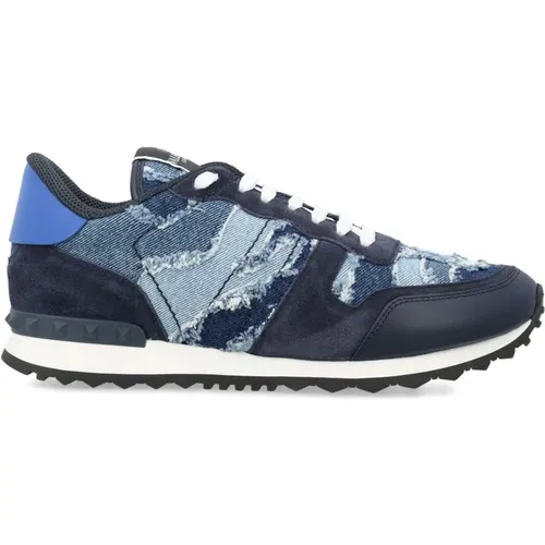 Camouflage Denim Rock Runner Sneakers , male, Sizes: 6 UK - Valentino Garavani - Modalova