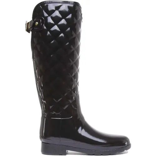 Quilted Gloss Rain Boot , female, Sizes: 9 UK - Hunter - Modalova