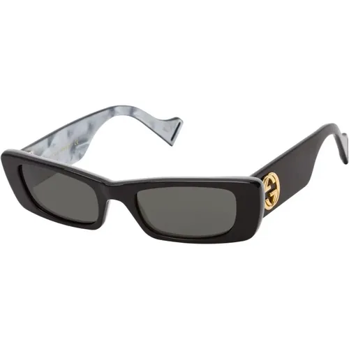 Rectangular Sunglasses with Gray Lenses , female, Sizes: 52 MM - Gucci - Modalova