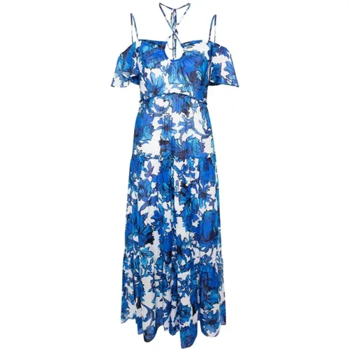 Floral Print Midi Dress Clear Blue , female, Sizes: M, S - Liu Jo - Modalova
